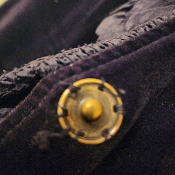 BLACK Cotton Velvet Coat Size 8 - Picture 5 of 8